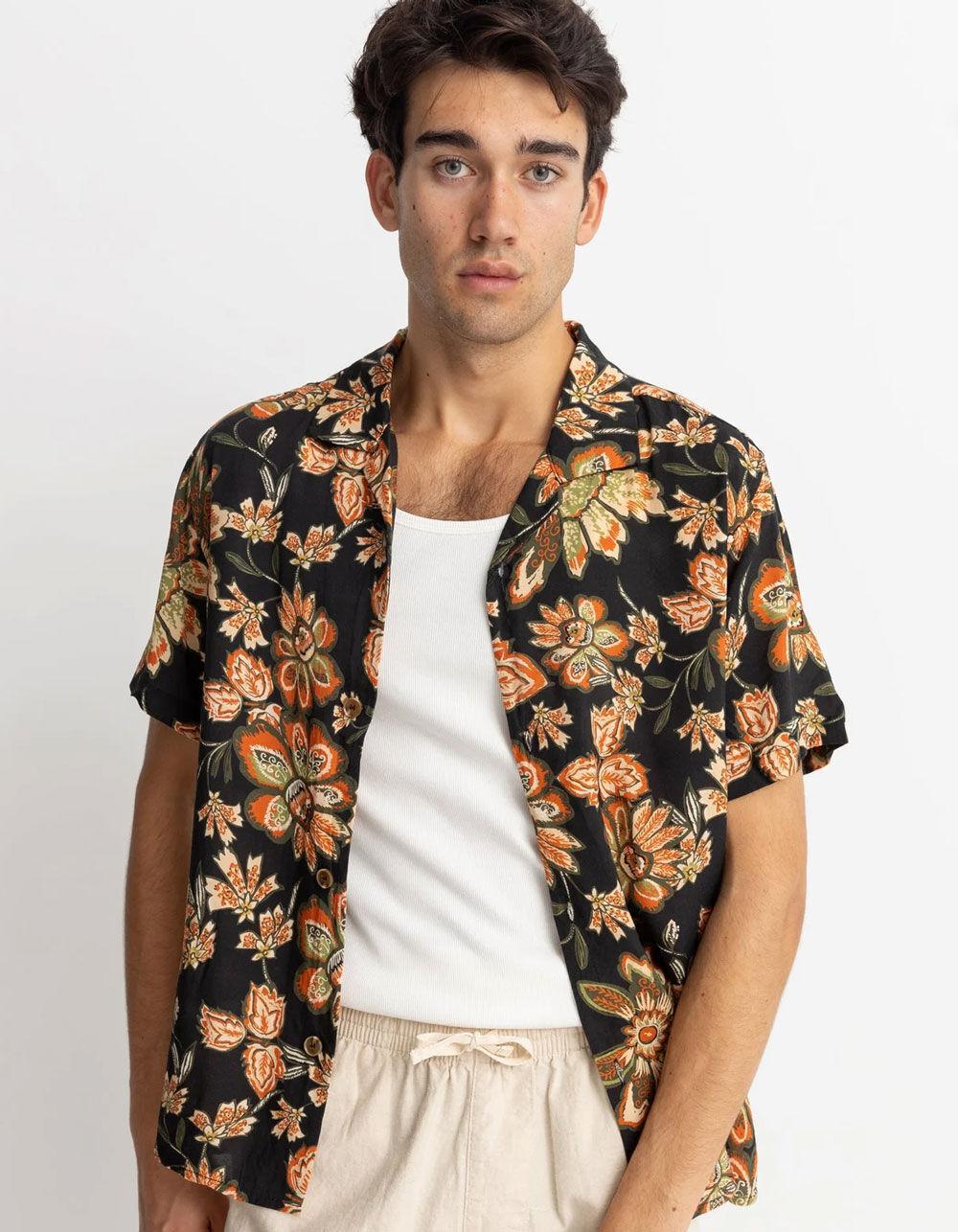 RHYTHM Arcadia Mens Button Up Shirt - BLACK COMBO Product Image