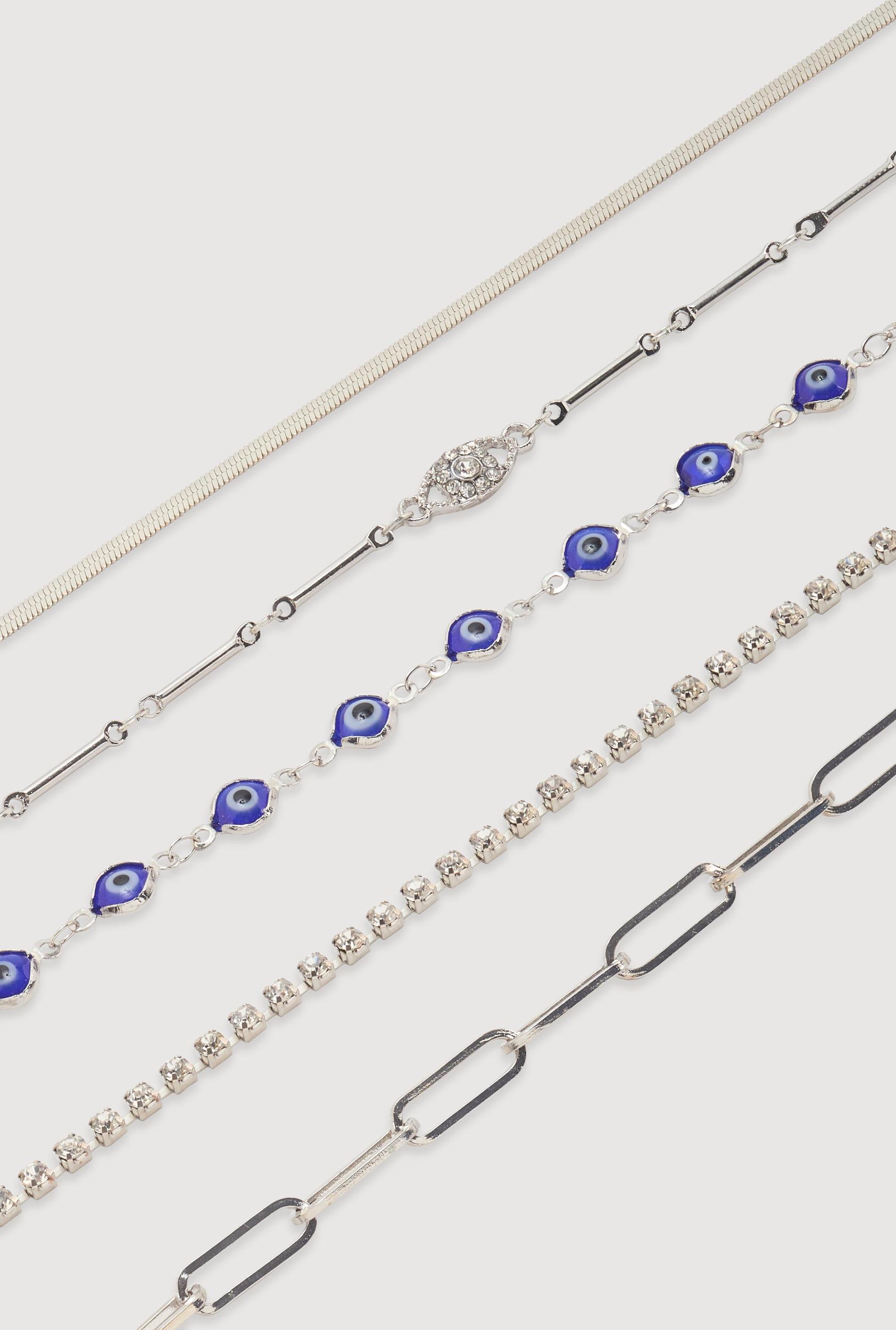 Evil Eye Charm Chain Bracelets Set of 5 Female Product Image