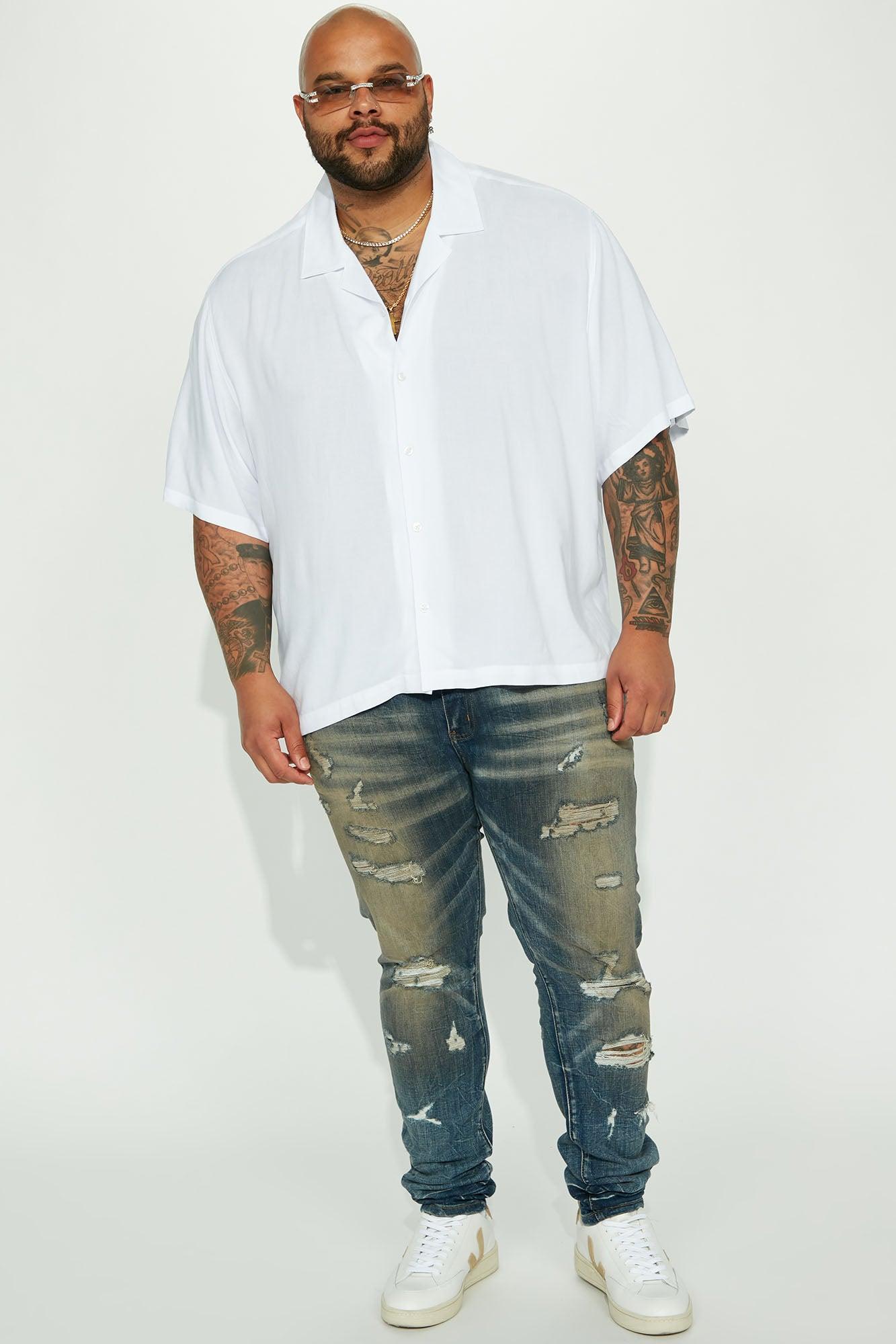 Keep it Pushing Distressed Stacked Skinny Jeans - Vintage Blue Wash Product Image