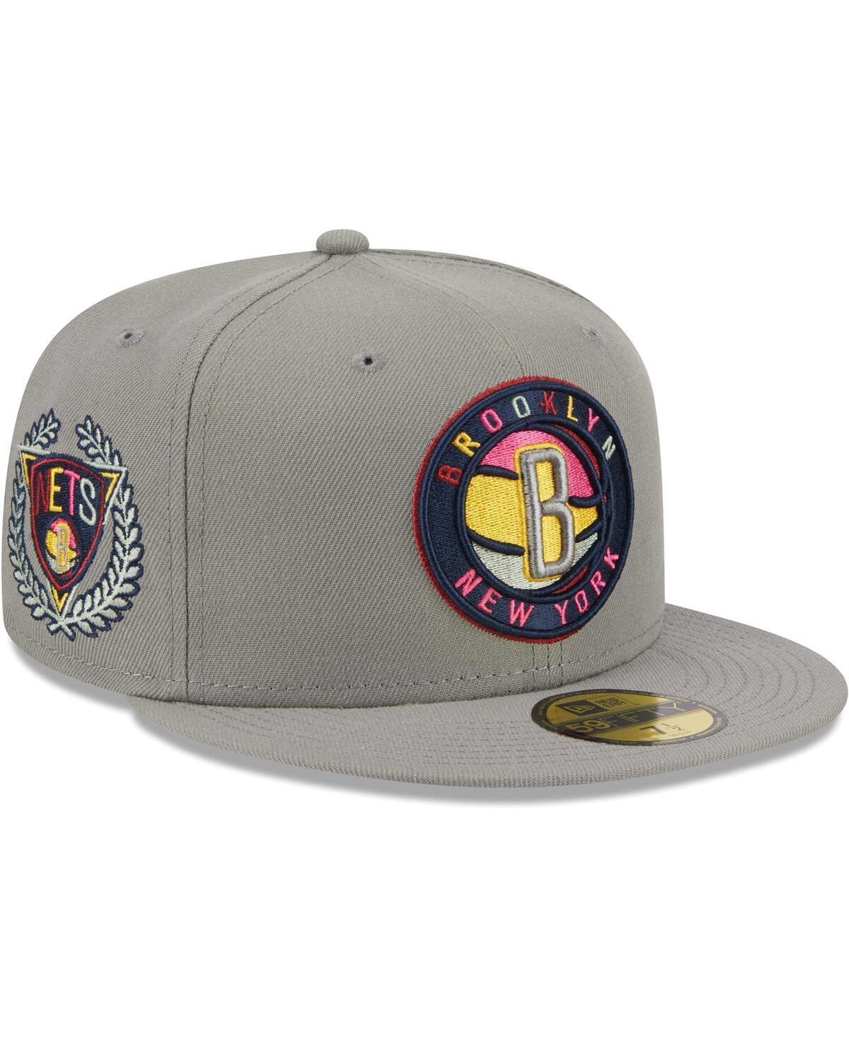 Men's New Era Gray Brooklyn Nets Color Pack 59FIFTY Fitted Hat, Size: 7 1/4, Grey Product Image