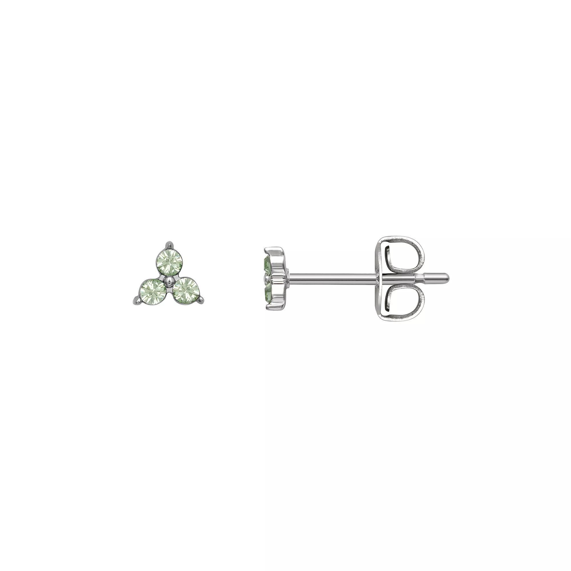 Brilliance Silver Tone Triple Crystal Birthstone Stud Earrings, Women's, Silver Tone August Product Image