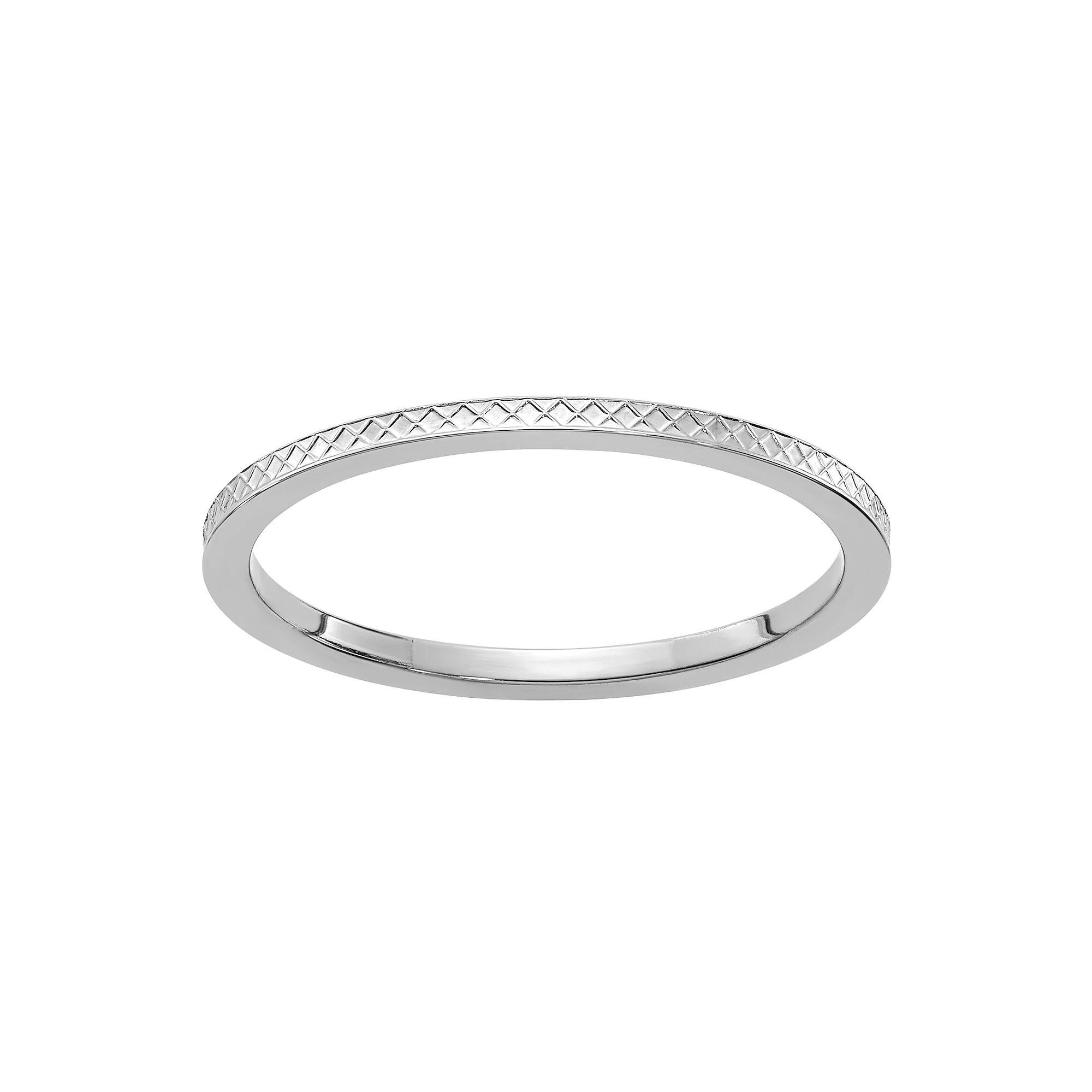 Stacks & Stones 10k Gold 1.2 mm Crisscross Pattern Stackable Band, Women's, Size: 4, 10k White Gold Product Image