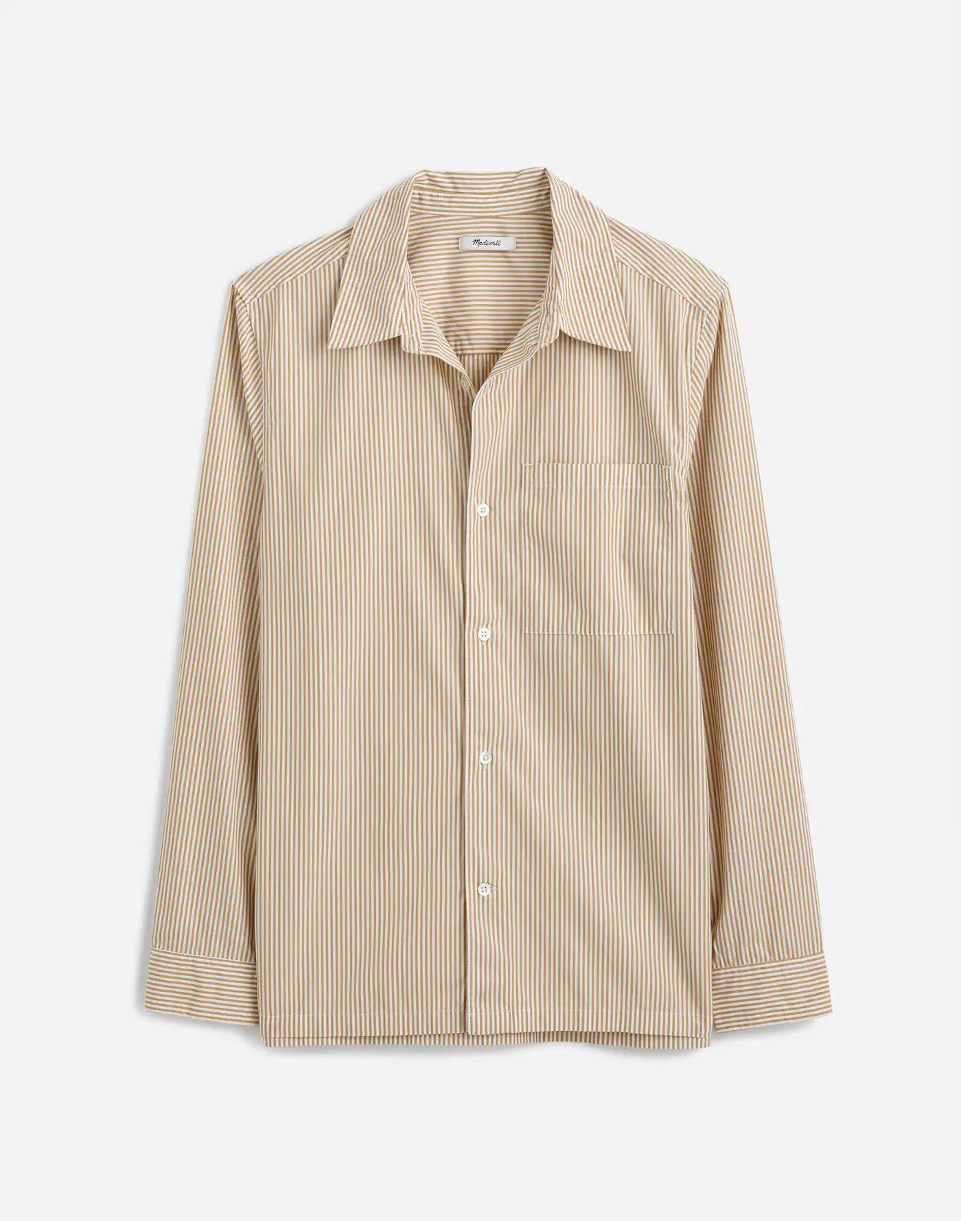 Straight-Hem Cotton Button-Up Shirt Product Image