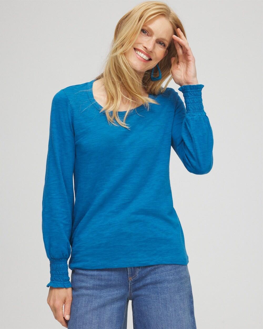 Women's Smocked Long Sleeve Tee Product Image