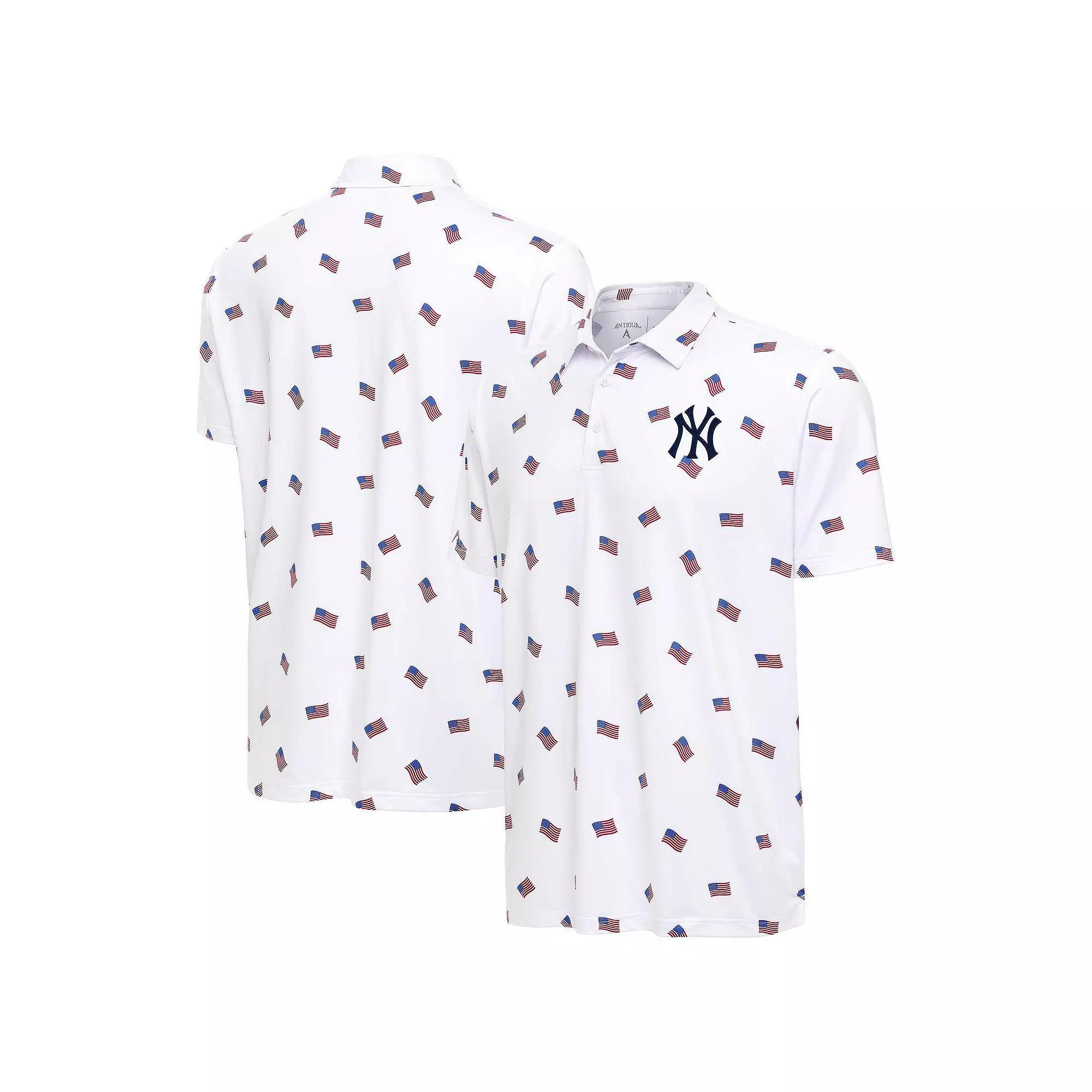 Men's Antigua White New York Yankees  Americana Polo, Size: Small Product Image