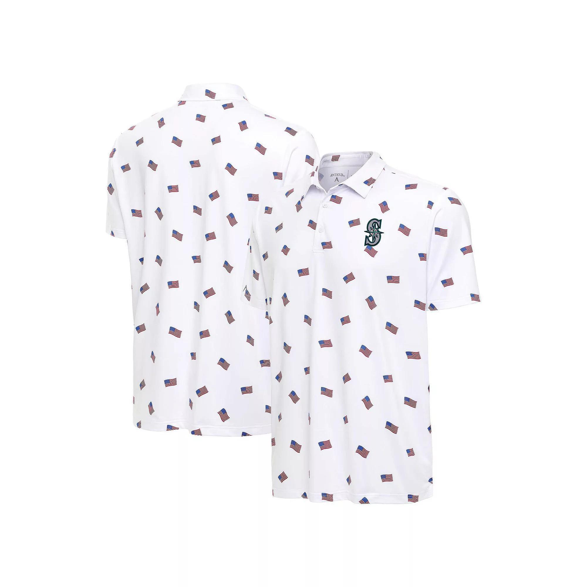 Men's Antigua White Seattle Mariners  Americana Polo, Size: Small Product Image