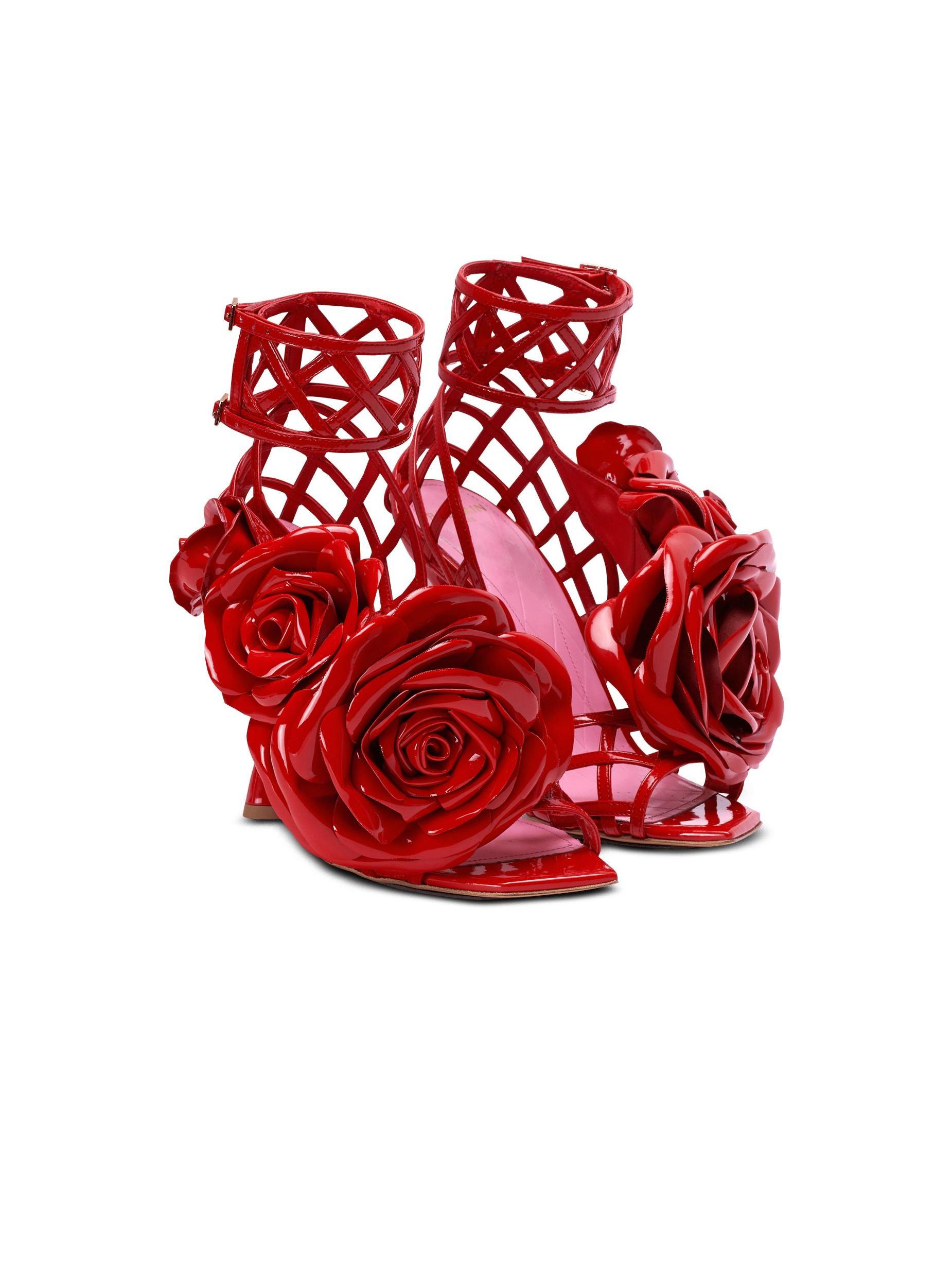 Patent leather Eden sandals with flowers Product Image