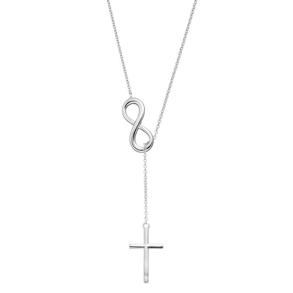 Sterling Silver Infinity & Cross Lariat Necklace, Women's, Size: 16-18" ADJ Product Image
