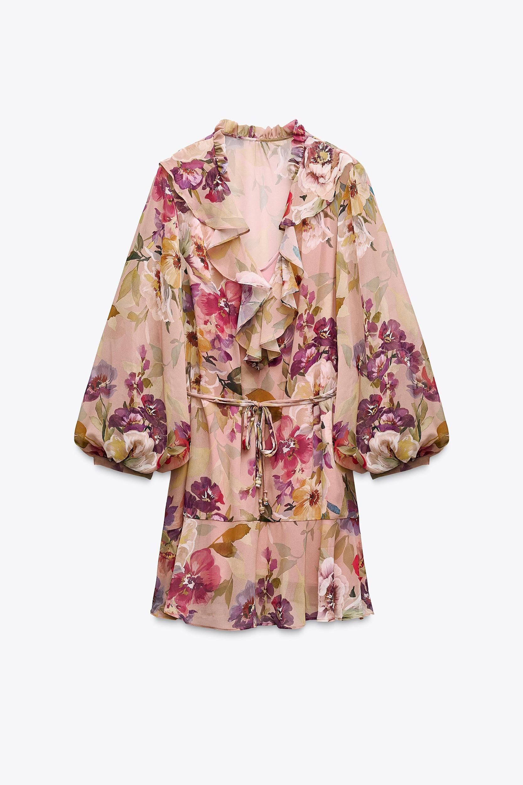 FLORAL PRINT RUFFLED MINI DRESS Product Image