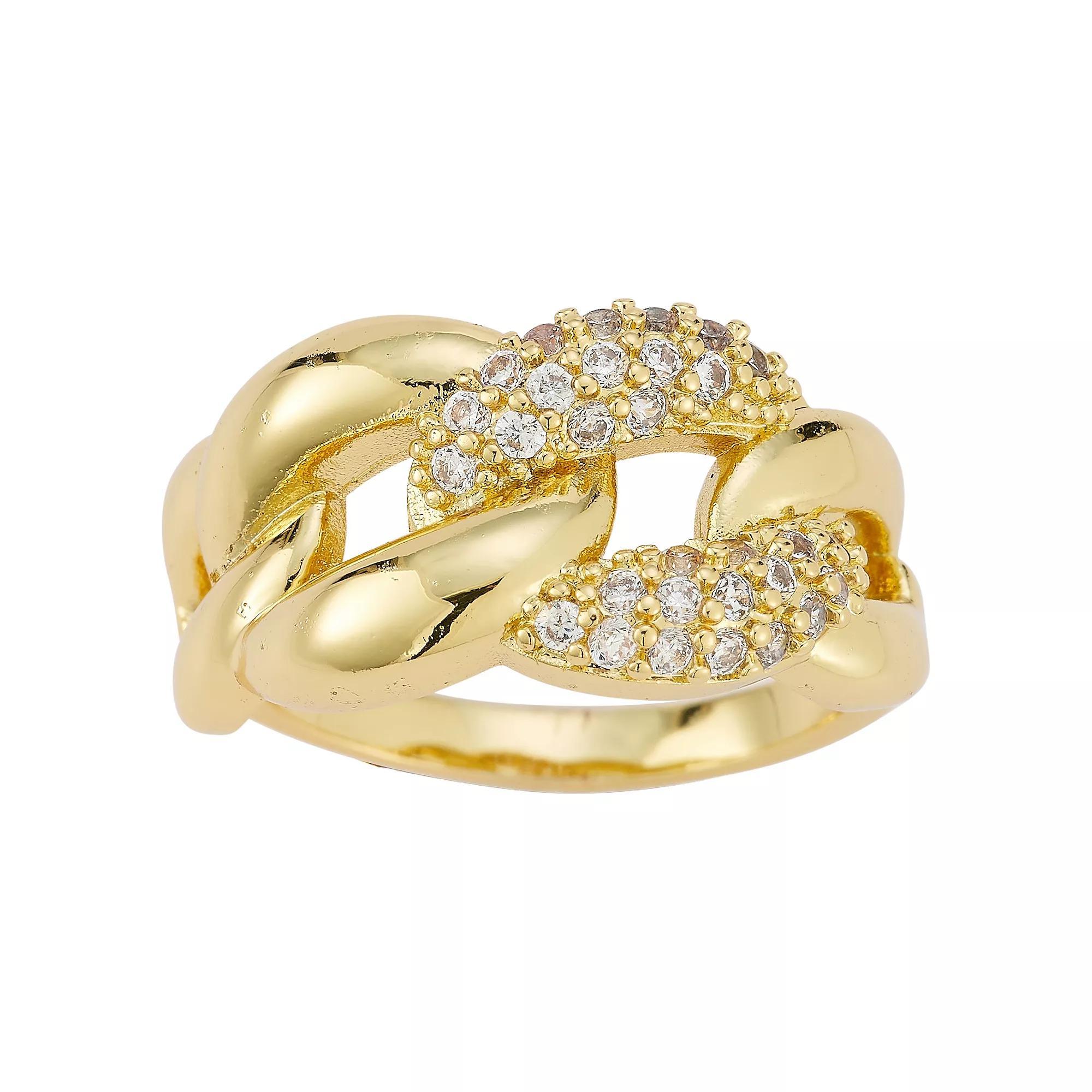 Cubic Zirconia Curb Link Ring, Women's, Size: 7, Silver Tone Product Image