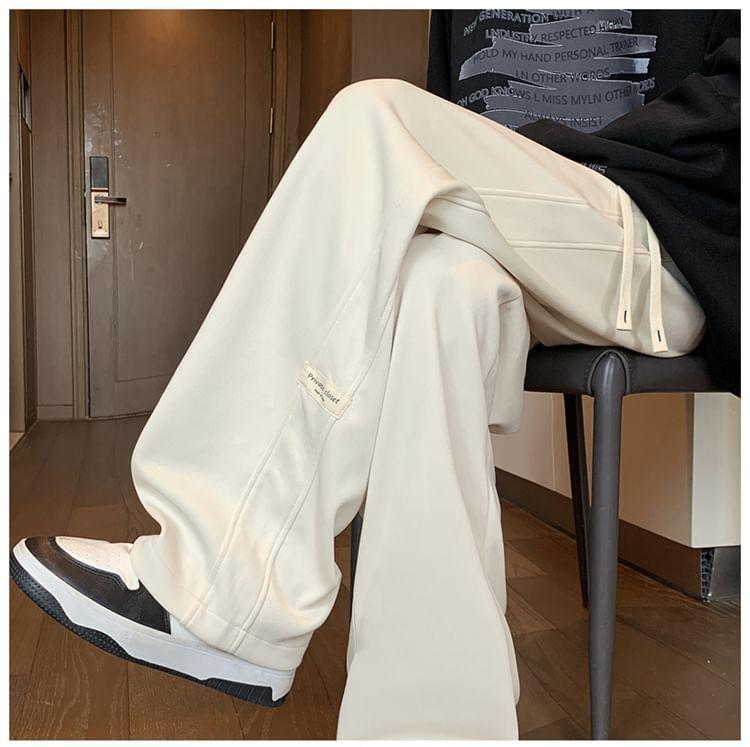 Drawstring Waist Lettering Applique Loose Fit Sweatpants Product Image