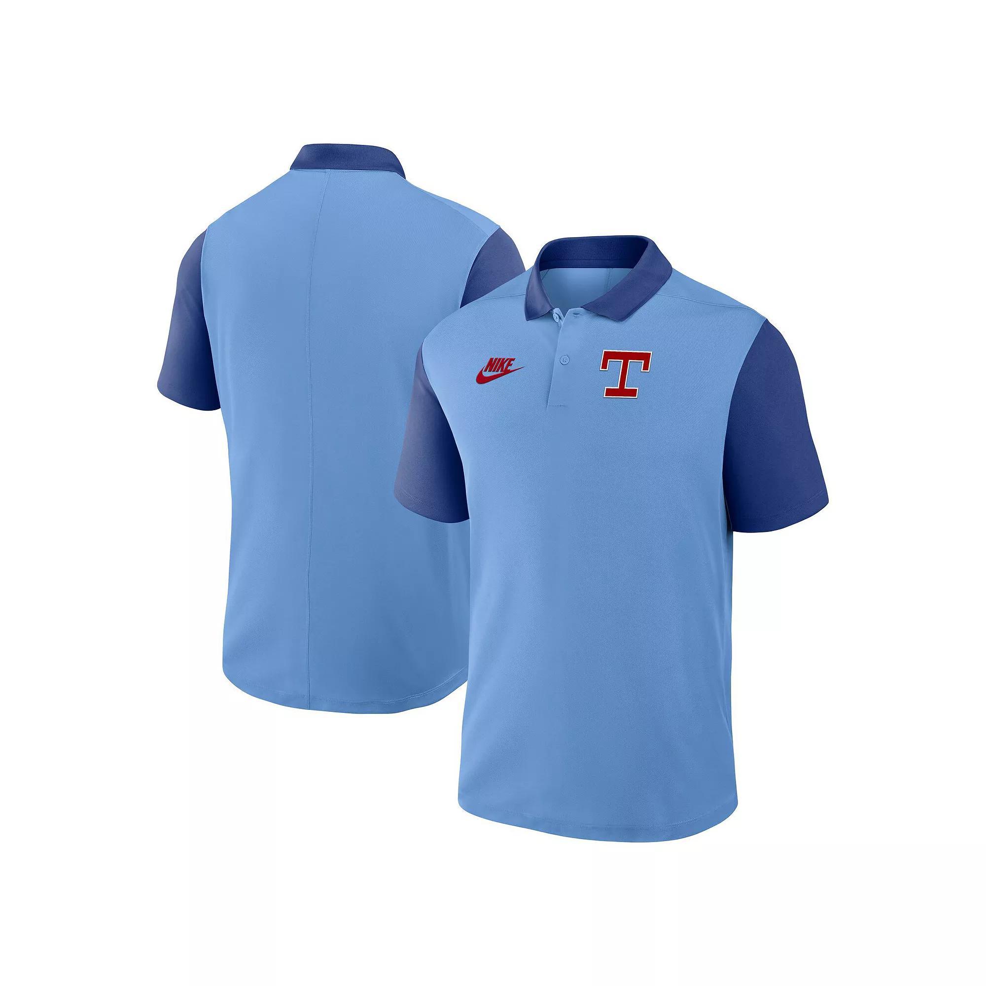 Men's Nike Light Blue/Royal Texas Rangers Cooperstown Collection Color-Block Victory Performance Polo, Size: Medium Product Image