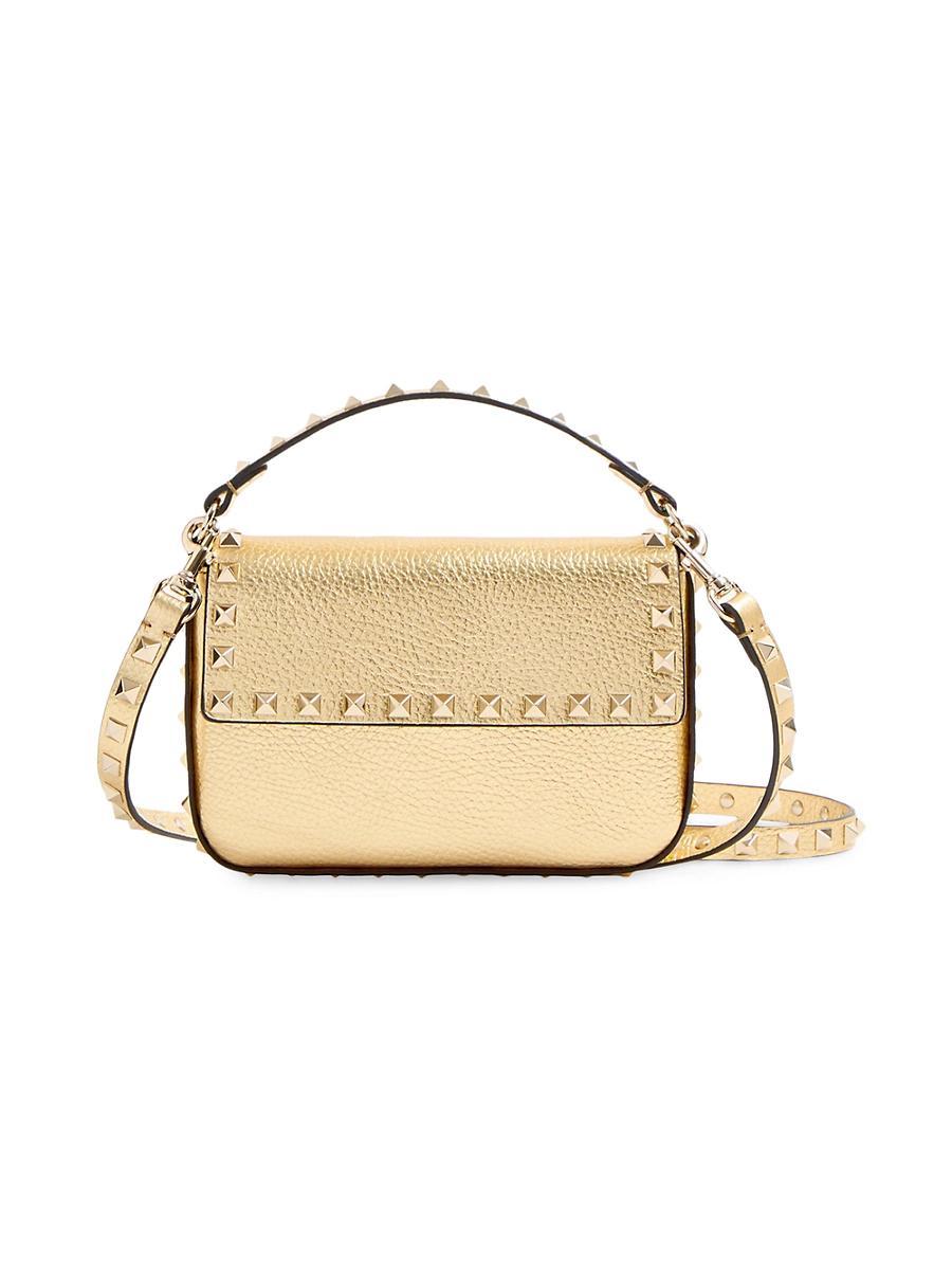 Womens Rockstud Mini Shoulder Bag in Laminated Grainy Calfskin Product Image