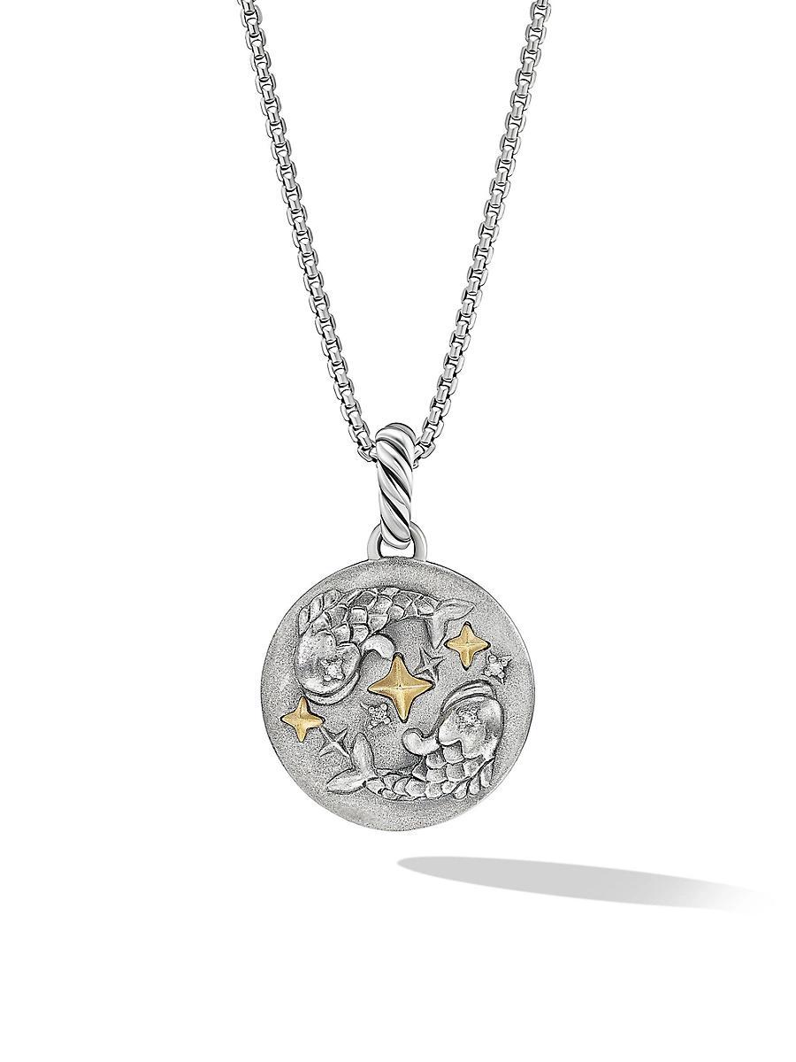 Womens Amulet in Sterling Silver with 18K Yellow Gold and Diamonds, 19MM Product Image