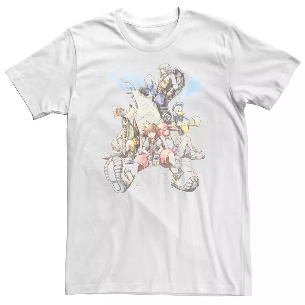 Big & Tall Disney Kingdom Hearts Group Shot Deep Dive Sketch Tee, Men's, Size: 4XL, White Product Image