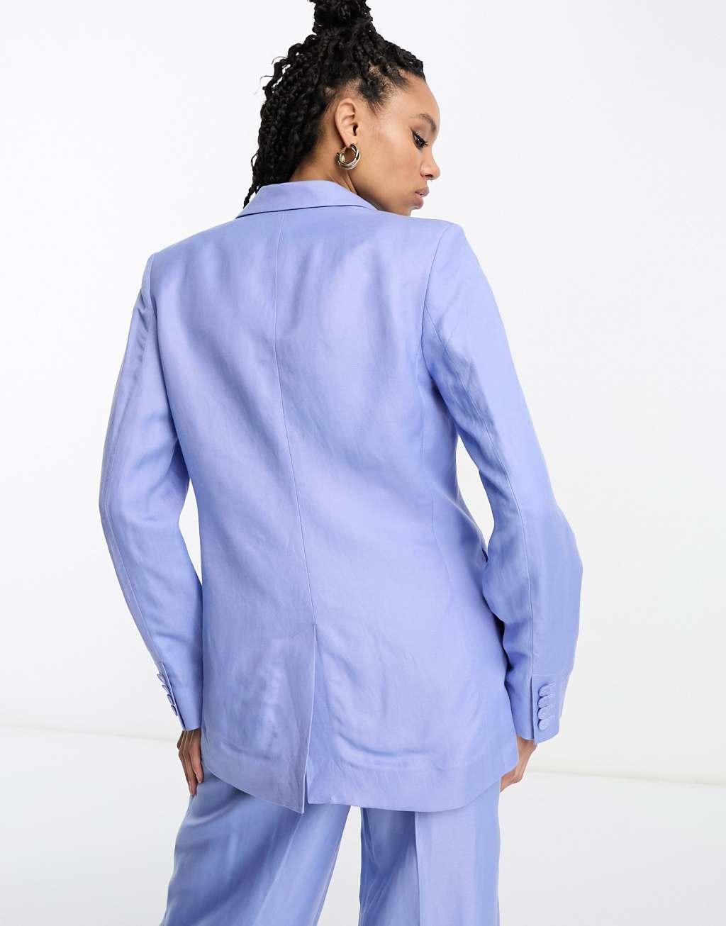 & Other Stories linen blend blazer in blue - part of a set Product Image