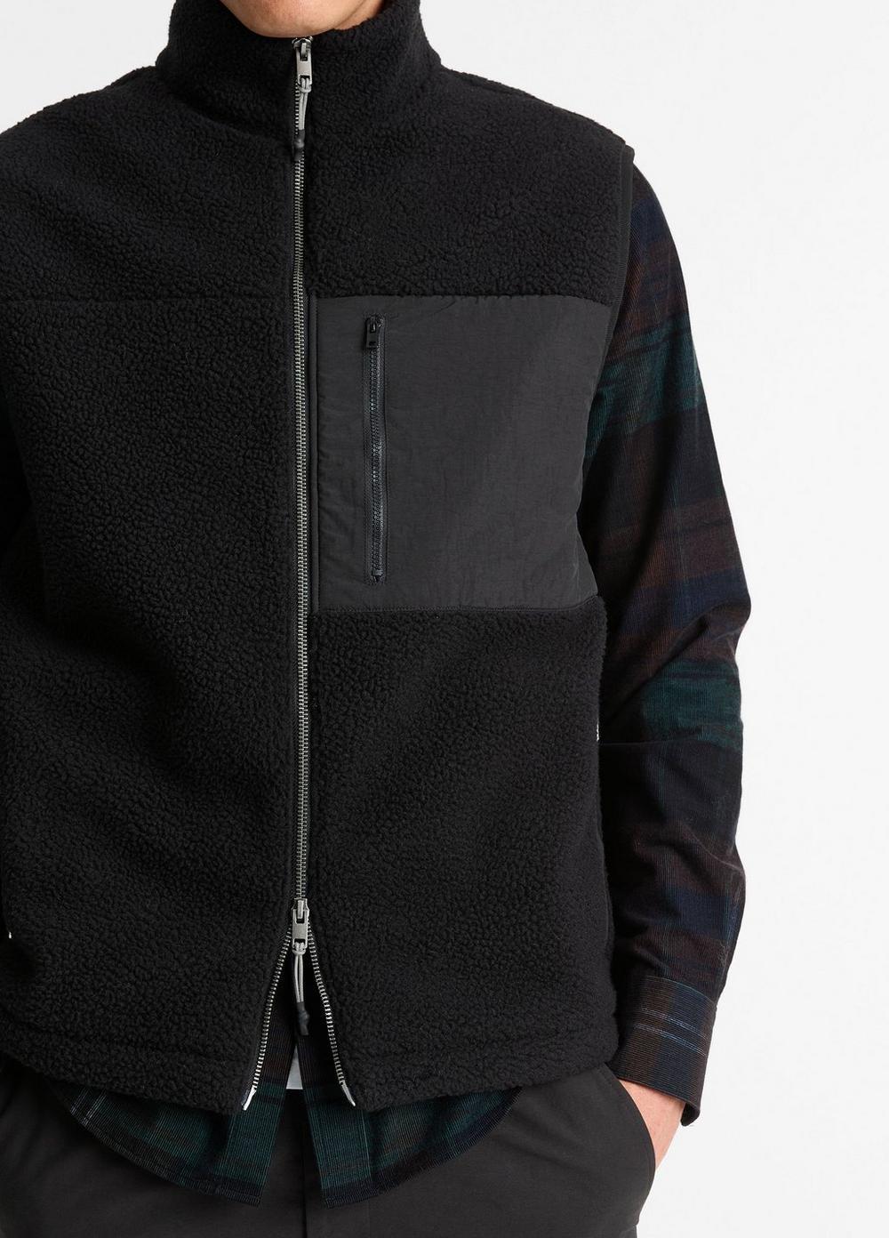 Mens Teddy Fleece Vest, Black, Size XL Vince Product Image