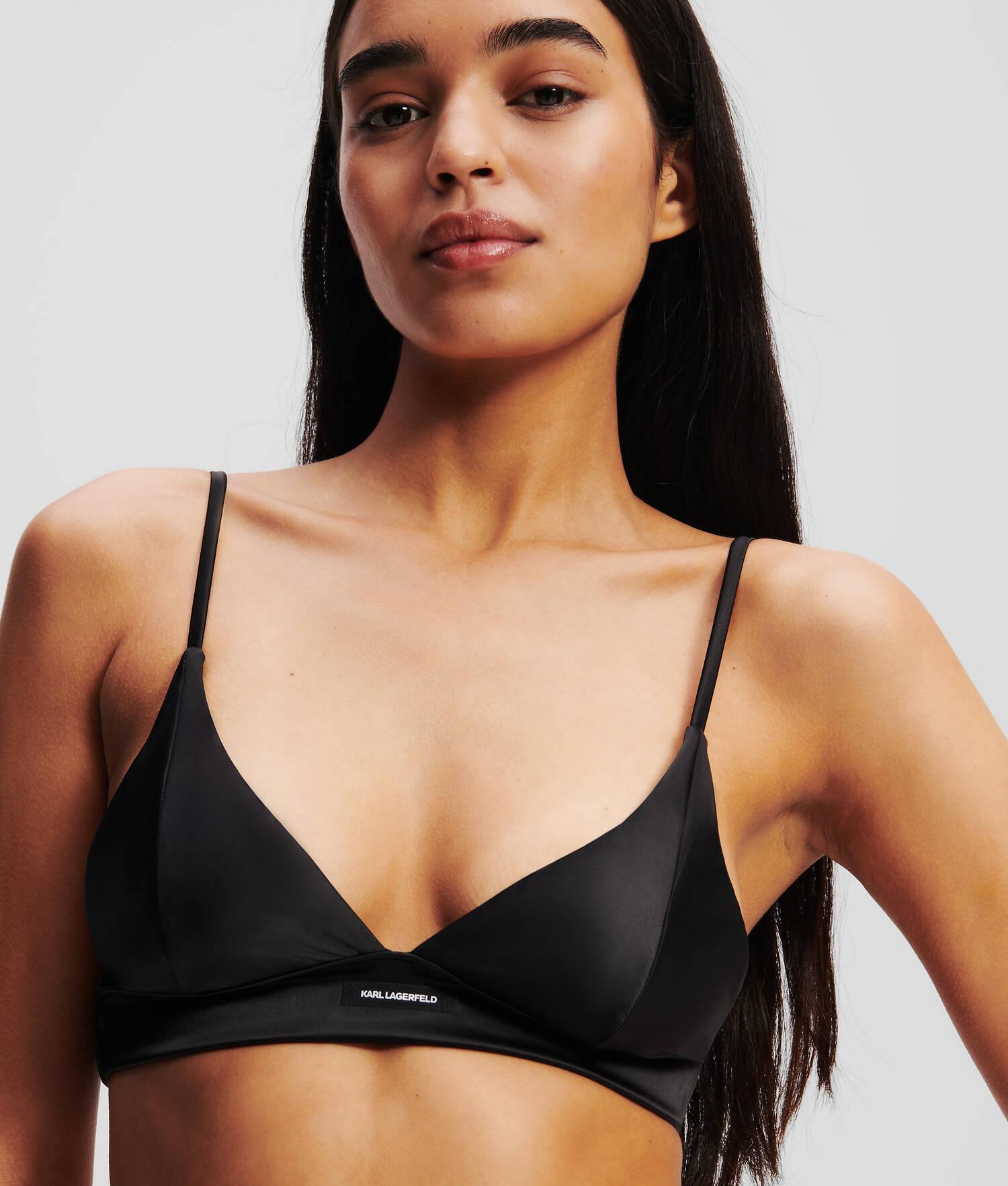 KARL LOGO SATIN TRIANGLE BRA Product Image