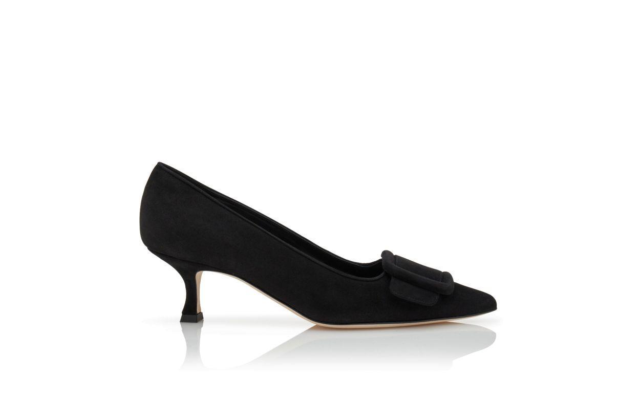 MAYSALEPUMP 50 Black Suede Buckle Detail Pumps Product Image