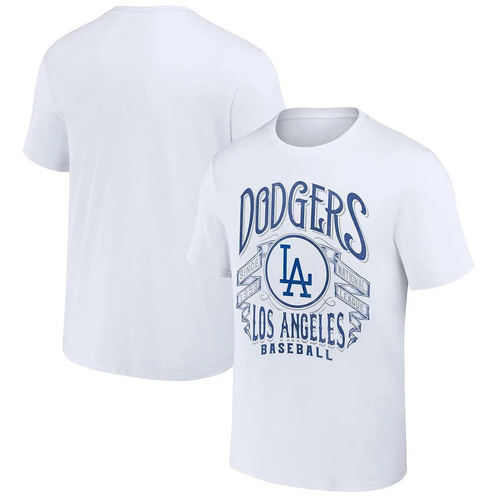 Men's Darius Rucker Collection by Fanatics White Los Angeles Dodgers Distressed Rock T-Shirt, Size: Medium Product Image
