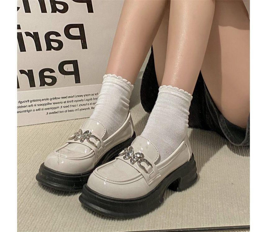 Butterfly Buckled Platform Chunky Heel Loafers Product Image