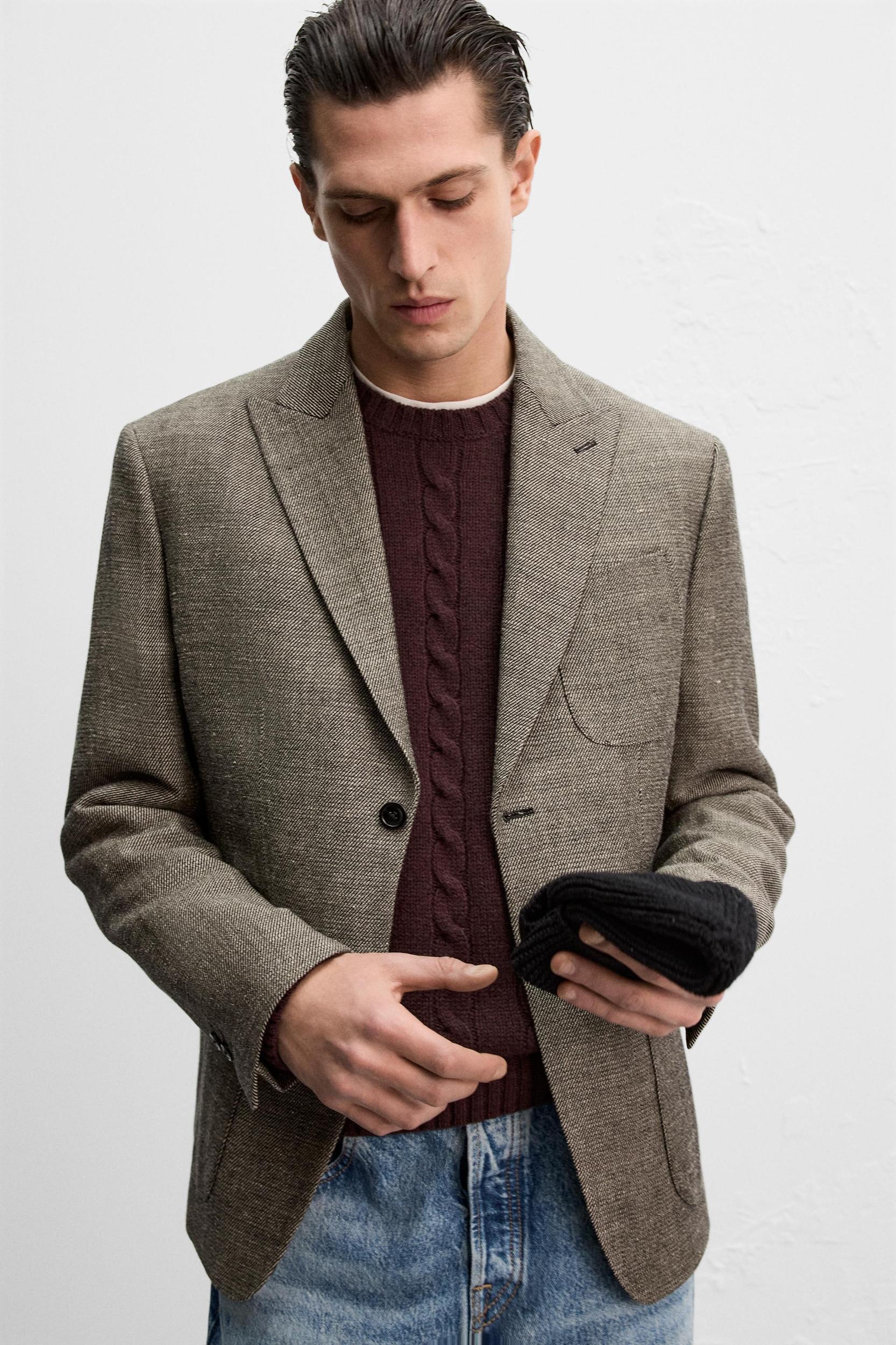 LINEN - WOOL BLEND STRUCTURED BLAZER Product Image