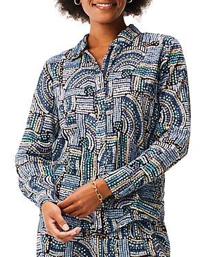 NIC+ZOE Mosaic Mix Crinkle Shirt Multi 1) Women's Clothing Product Image