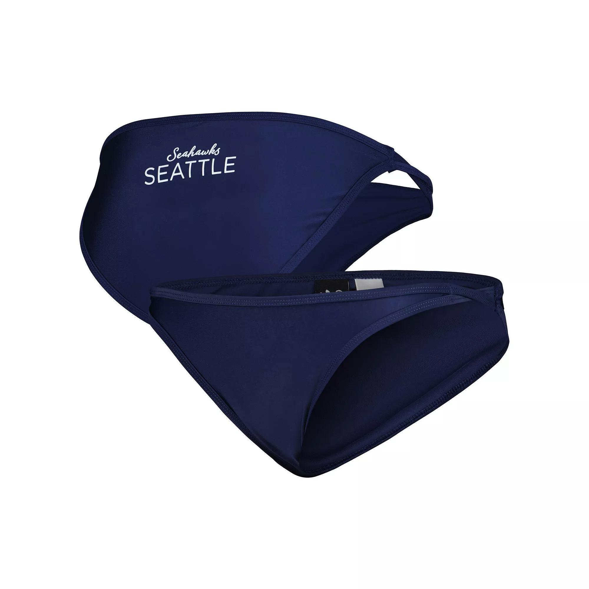 Women's G-III 4Her by Carl Banks College Navy Seattle Seahawks Hall of Fame Bikini Bottom, Size: Small, Blue Product Image