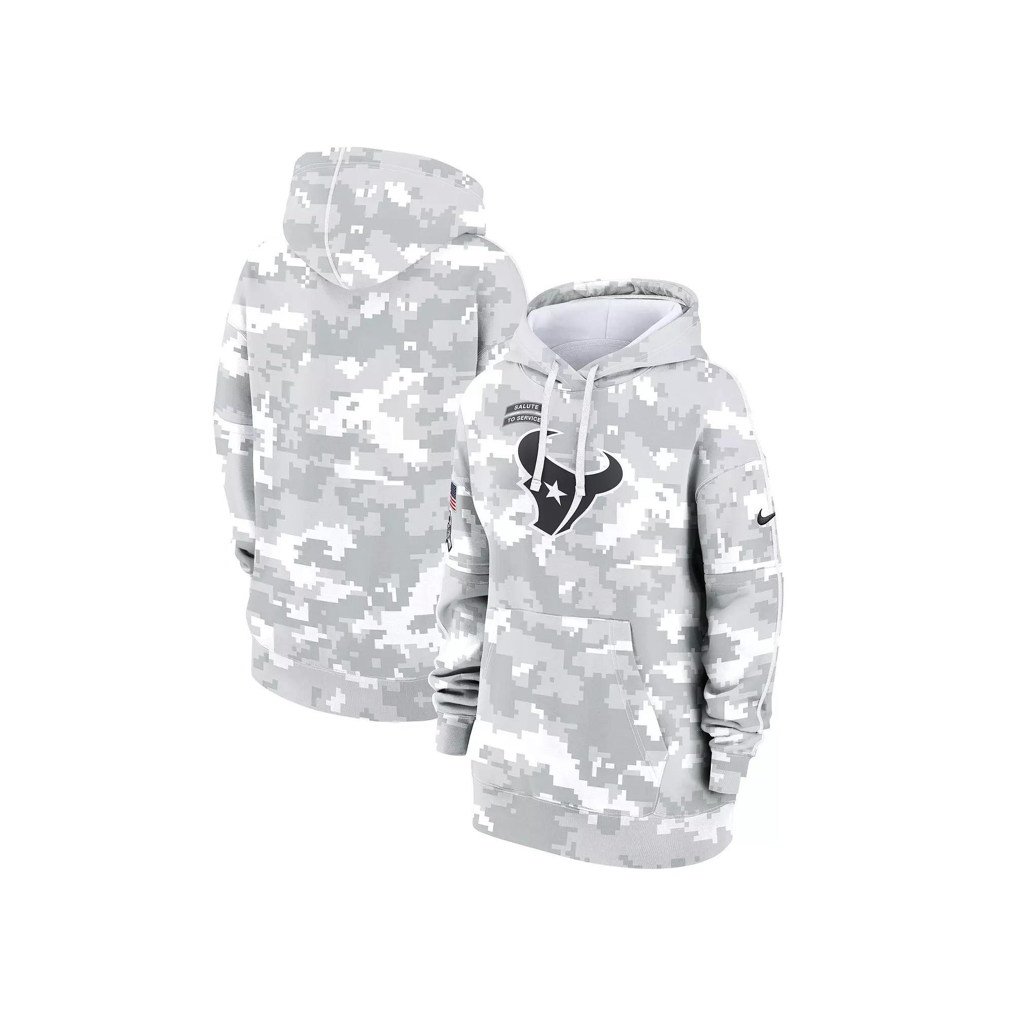 Women's Nike Arctic Camo Houston Texans 2024 Salute To Service Club Fleece Pullover Hoodie, Size: 2XL, Team Product Image