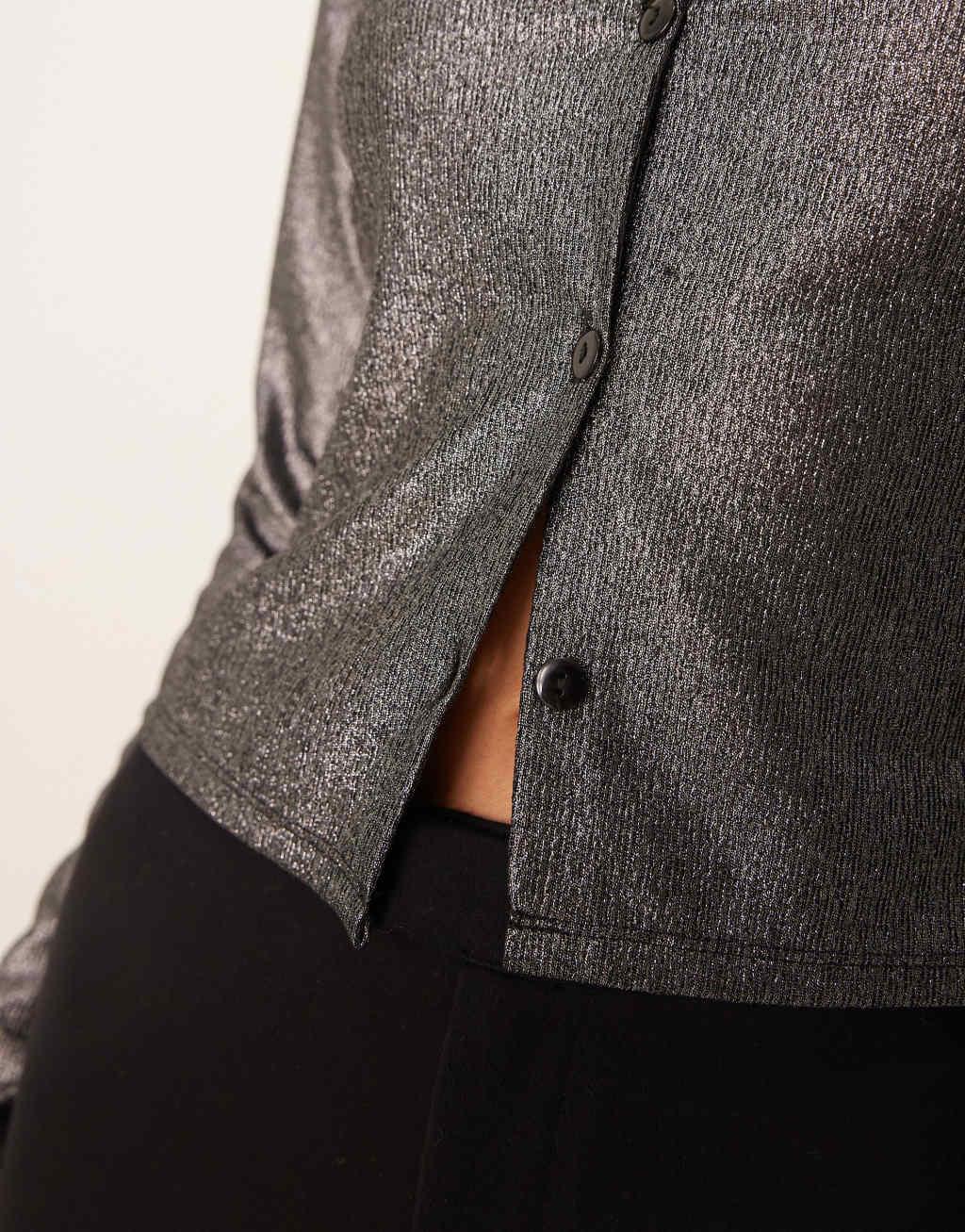 Miss Selfridge silver shimmer foil cardigan Product Image