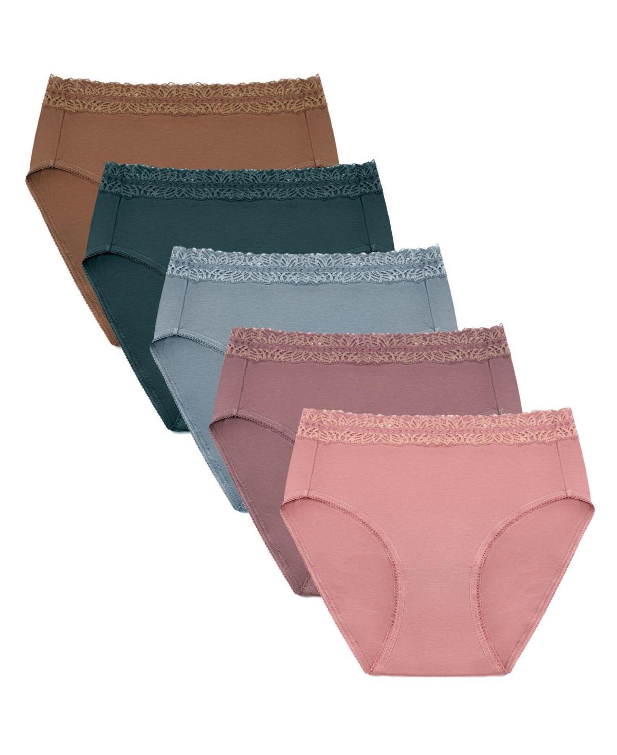 Kindred Bravely Women's 5pk Lace Post-Partum Briefs - Dusty Hues S: High Rise Maternity Underwear, Lightweight Fabric Product Image