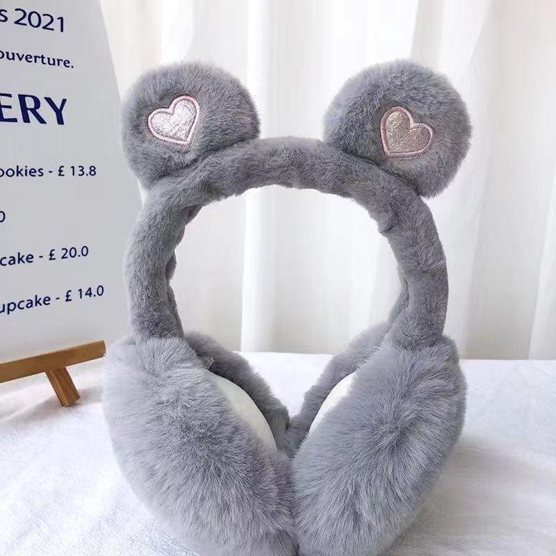 Heart Bear Ear Chenille Earmuffs Product Image