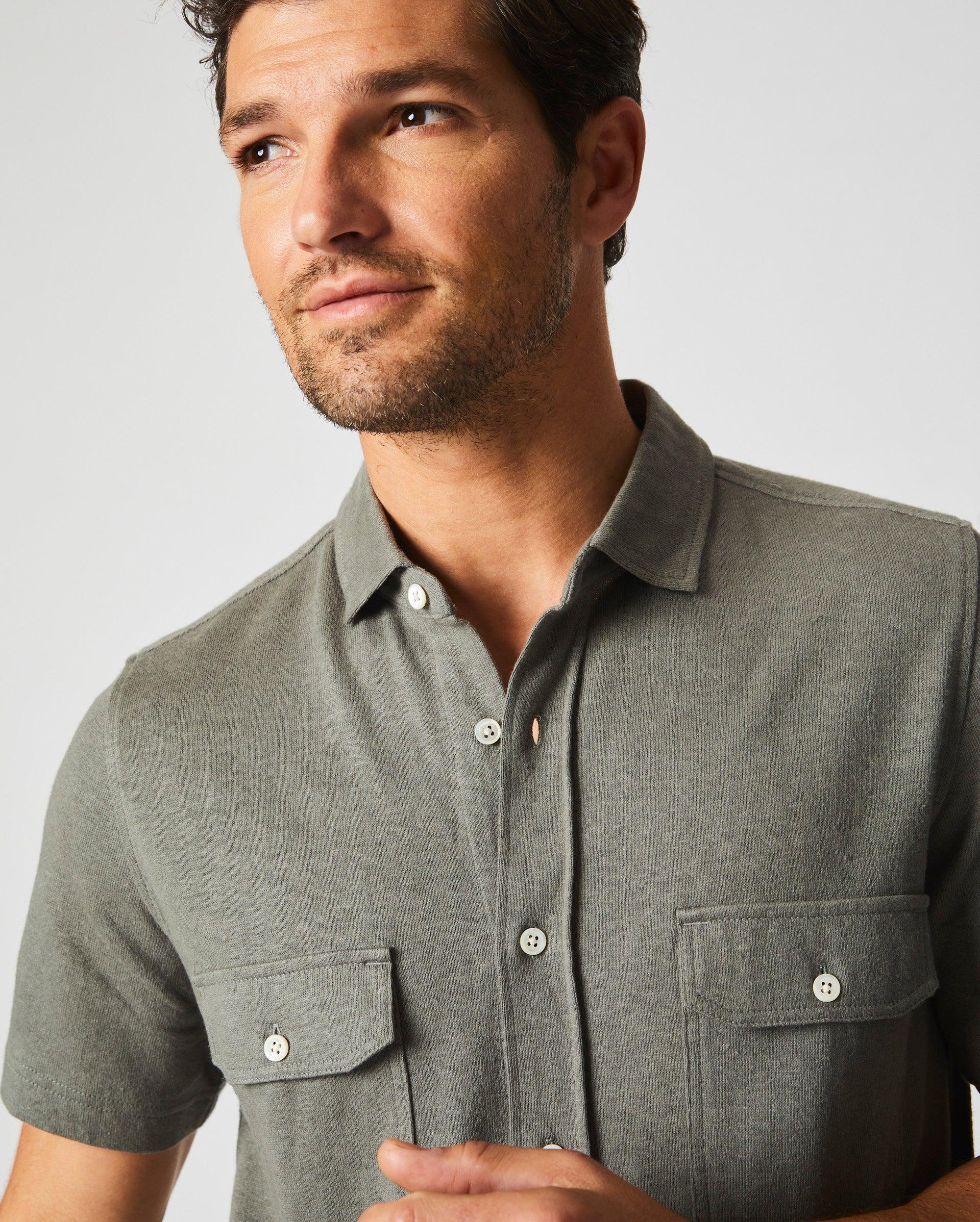 Short Sleeve Hemp Cotton Knit Shirt -  Product Image