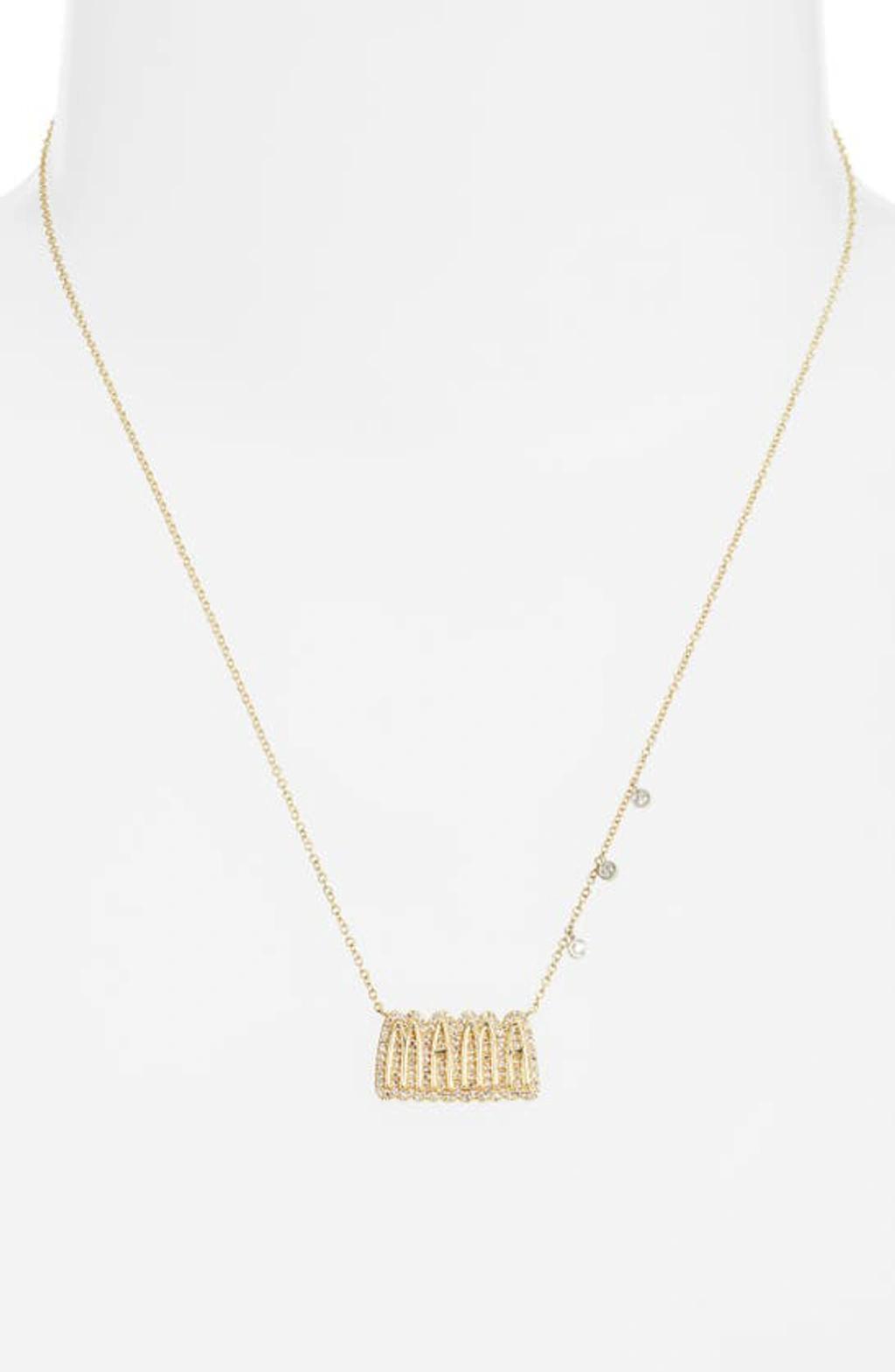 MEIRA T Women's Oval Hamsa Hand Disc 14k Gold & 0.14 Tcw Diamond Necklace In Yellow Gold Product Image