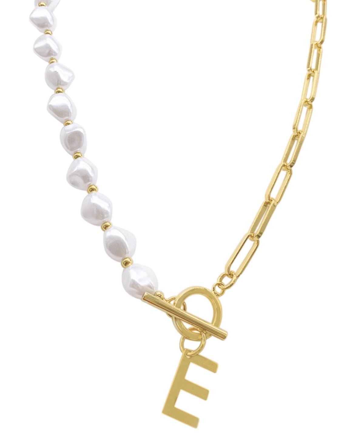 Adornia Simulated Pearl & Paperclip Chain Initial Toggle Necklace, Womens, Gold Tone G Product Image