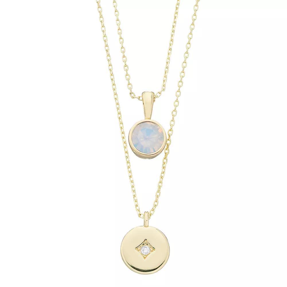 City Luxe Simulated Gemstone Birthstone Double Strand Necklace, Women's, Gold Tone April Product Image