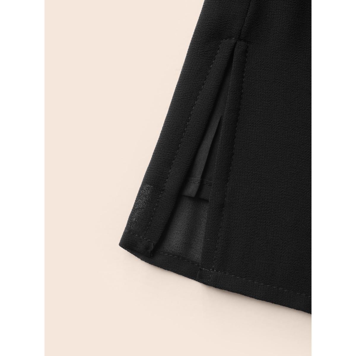 Plus Size Black Rhinestone Cut Out Lantern Sleeve Blouse Women Cocktail Long Sleeve Round Neck Party Blouses BloomChic 14-16/1X Product Image
