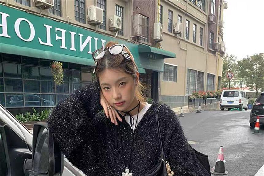 V-Neck Glitter Sweater Product Image