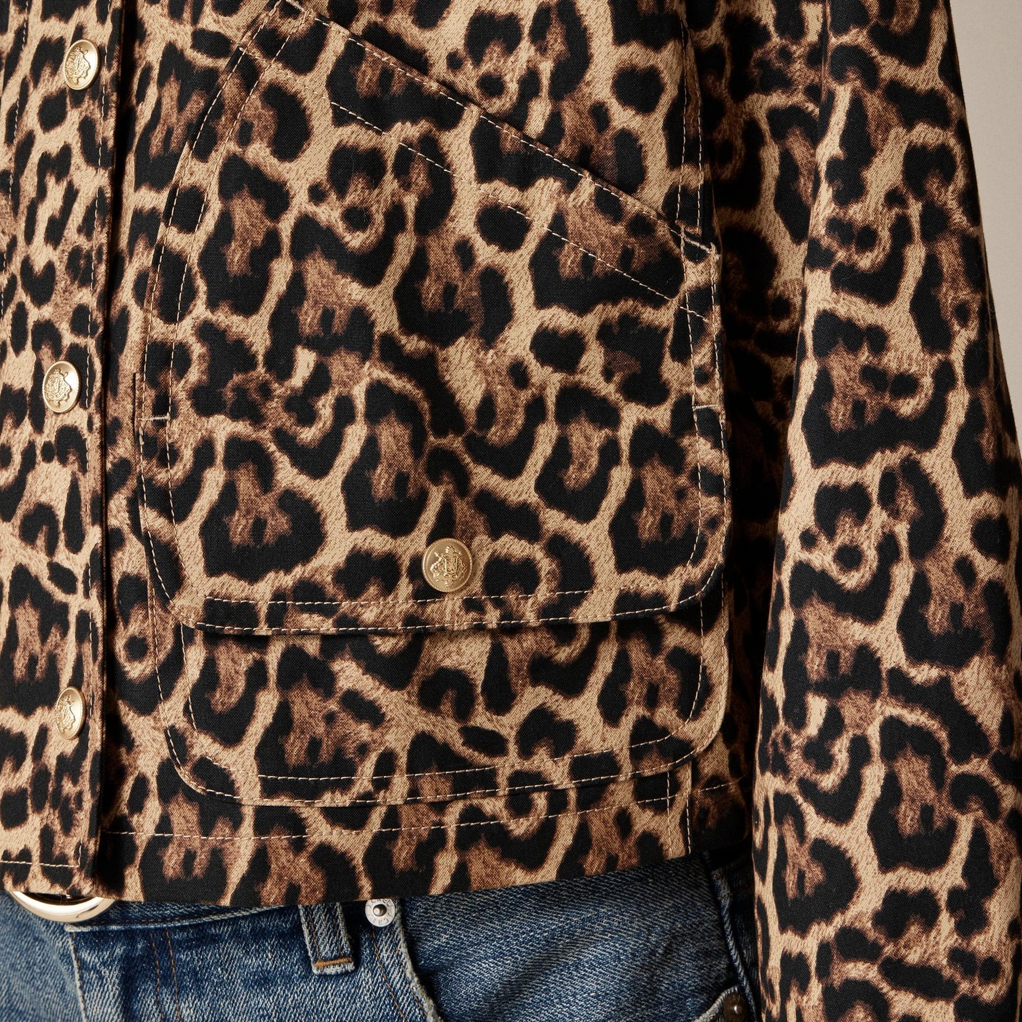 Short Barn Jacket™ in leopard cotton canvas Product Image