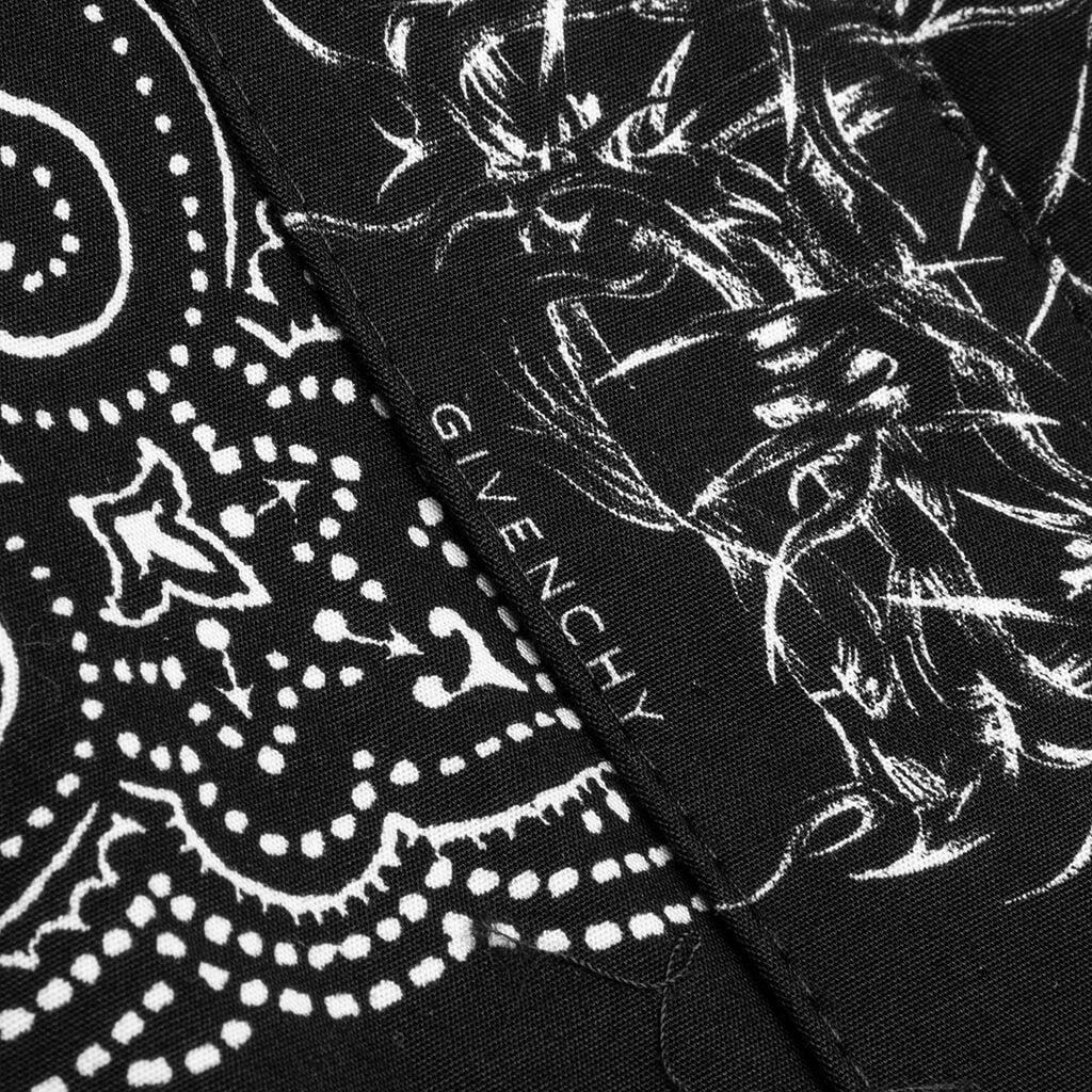 Zip/Snap S/S Printed Shirt - Black/White Male Product Image