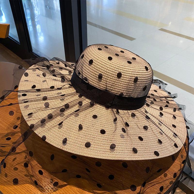 Polka Dot Mesh Straw Hats Product Image