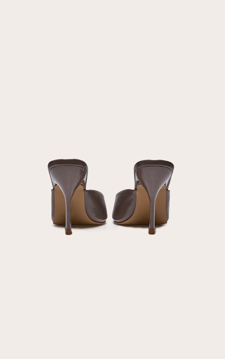 Grey Pu Square Toe High Stiletto Heeled Mules Product Image