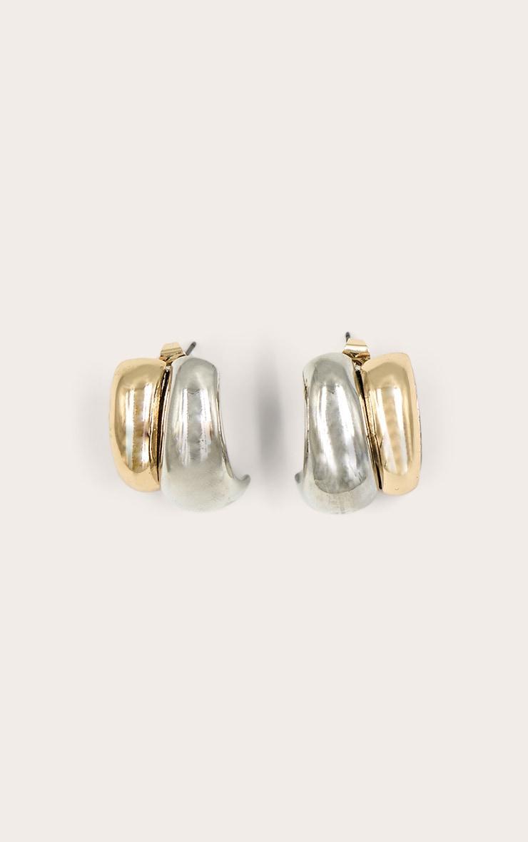 Gold Double Contrast Hoop Earrings Product Image