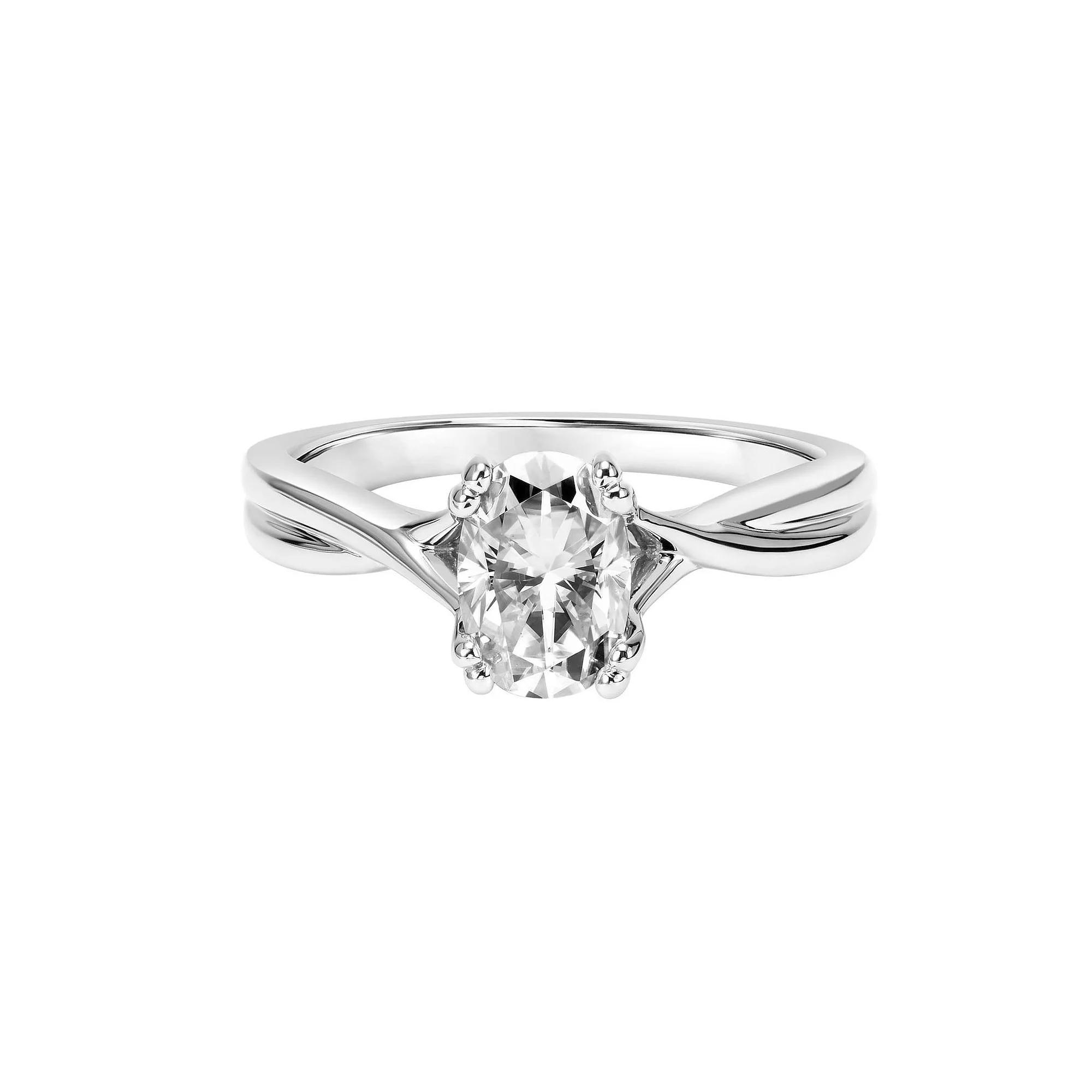 Love Always Sterling Silver 1 Carat T.G.W. Lab-Created Moissanite Solitaire Engagement Ring, Women's, Size: 9 Product Image