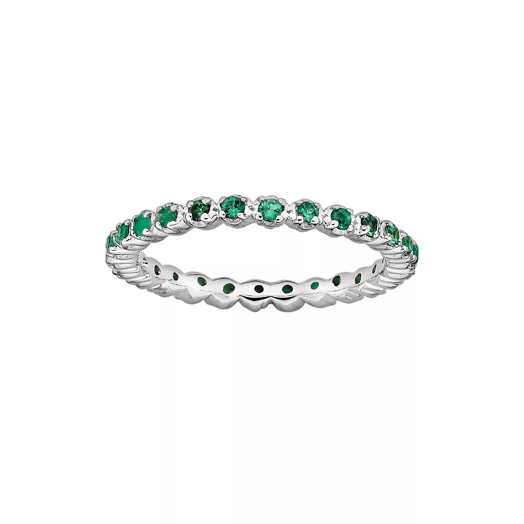 Stacks & Stones Sterling Silver Lab-Created Emerald Stack Ring, Women's, Size: 5 Product Image