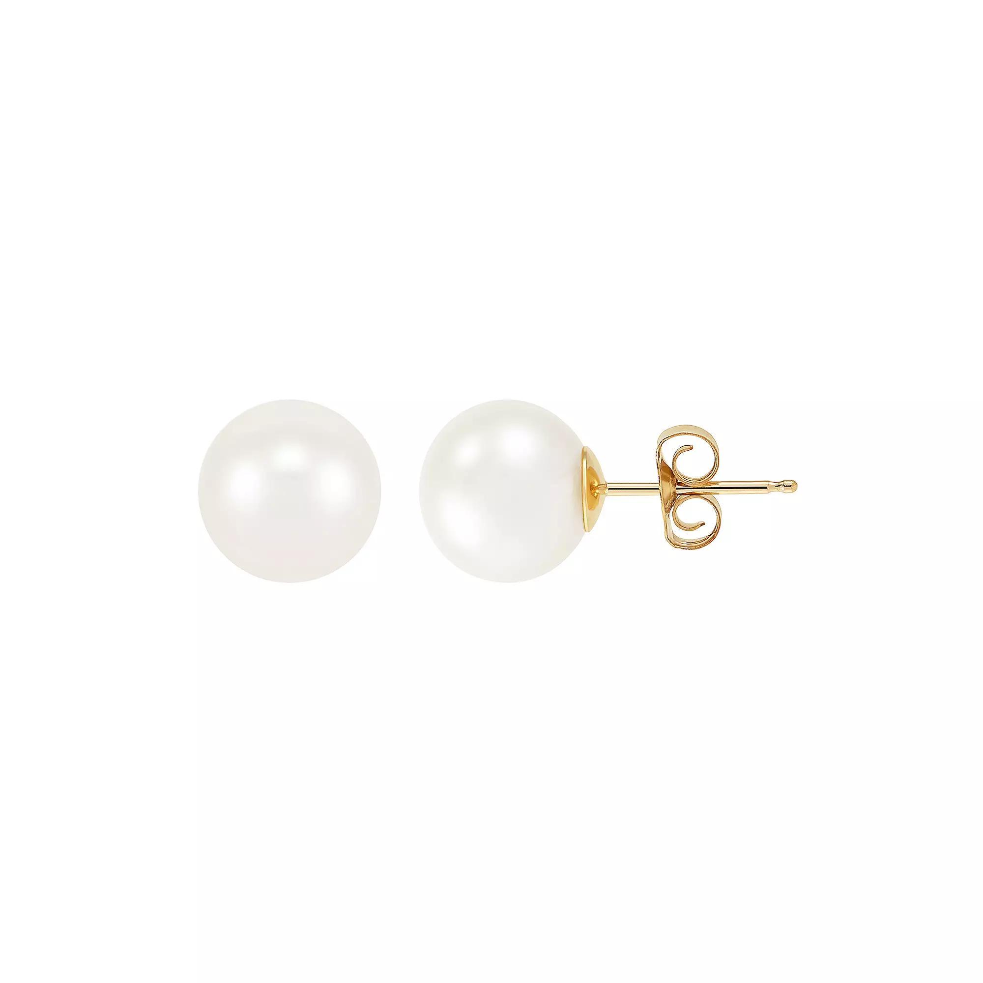 Freshwater by HONORA 10k Gold Freshwater Cultured Pearl Stud Earrings, Women's, Size: 8-9MM, White Product Image