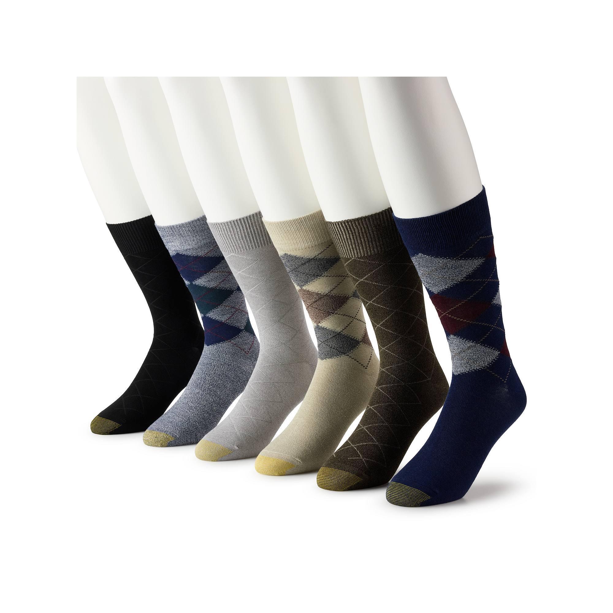 Men's GOLDTOE® 6-pack Cambell Argyle Crew Socks, Size: 6-12, Burg Team Product Image