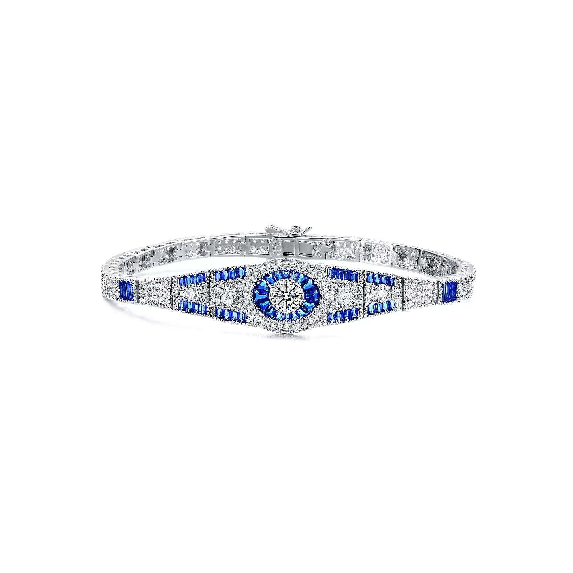 Sterling Silver Cubic Zirconia Vintage Bracelet, Womens Product Image