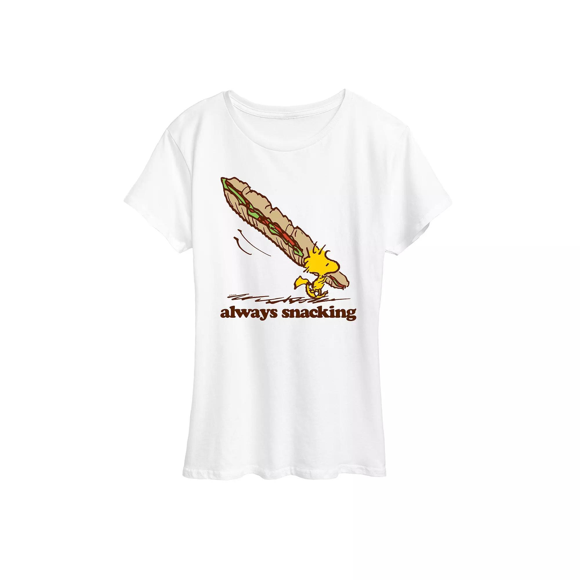 Womens Peanuts Woodstock Always Snacking Graphic Tee Product Image