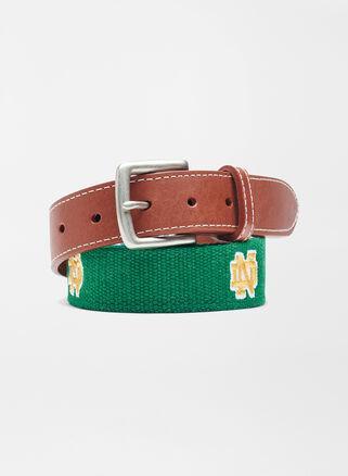 Peter Millar Mens Notre Dame Belt | Color: Erin Green | Size: 32 | ND Product Image